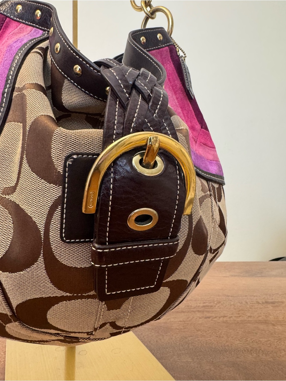 Vintage y2k Coach Signature Monogram Hobo Bag with St… - Gem